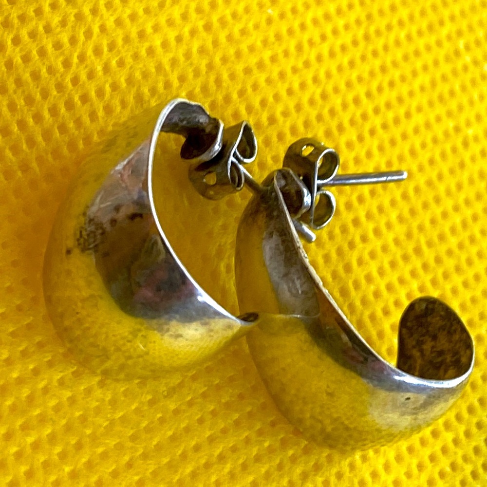 1/2 hoop sterling silver marked 925 earrings